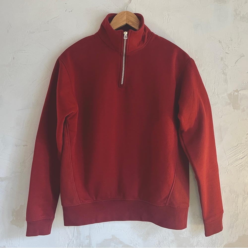 Bold ruby quarter-zip sweatshirt